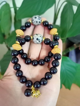 Bracelets Dalmatian jasper, volcanic stone, onyx and turquoise Tbilisi - photo 2